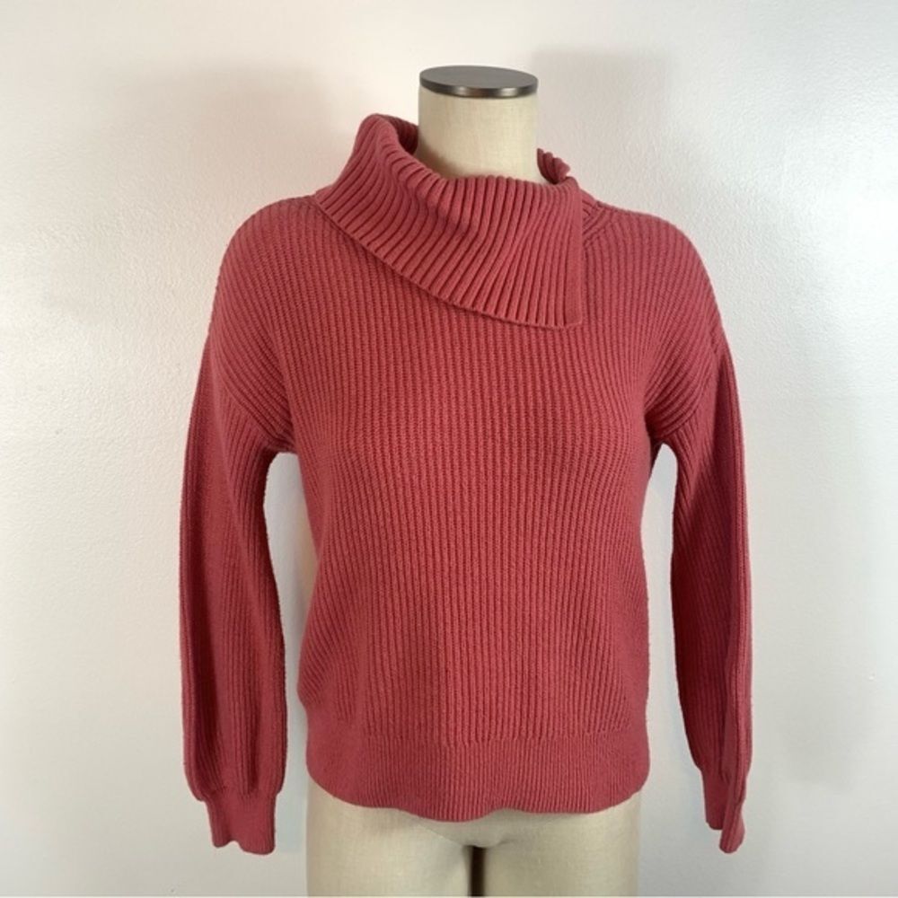 Talbots Shaker Stitch Split Neck Sweater Corral Small